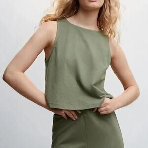 Mango Women's Cintia Top Green Size L